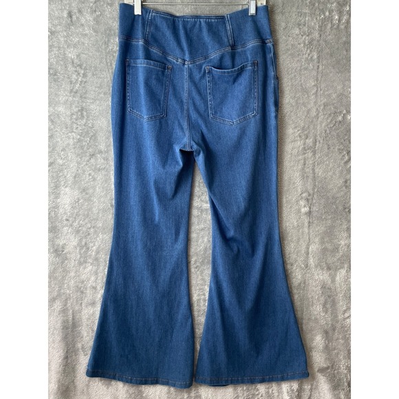 Halara Flex High Waisted Crossover flare leg jeans LP Blue Stretch Style DMVQ8 - Picture 3 of 9